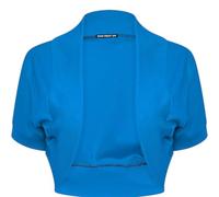 SXME MIGHT SAY New Girls' Stylish Cropped Bolero Shrug - Open Front Plain Short Sleeve Cardigan (UK, Age, 13 Years, Regular, Turquoise)