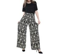 SXME MIGHT SAY Palazzo Wide Leg Flared Elasticated Stretch Plus Size Plain Trousers - Big Aztec 20-22 Plus
