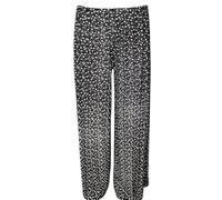 SXME MIGHT SAY Palazzo Wide Leg Flared Elasticated Stretch Plus Size Plain Trousers - Black Floral Print 24-26 Plus
