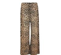 SXME MIGHT SAY Palazzo Wide Leg Flared Elasticated Stretch Plus Size Plain Trousers - Brown Leopard 20-22 Plus