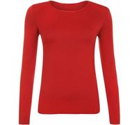 SXME MIGHT SAY Stylish Versatile Womens Ladies Long Sleeve Scoop Neck Stretch Plain Casual T Shirt Essential Top Blouse Assorted Red Must Have in Every Wardrobe UK Sizes Red XXXL