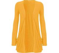 SXME MIGHT SAY Women's Casual Pocket Cardigan, Long Sleeve, Open Front, Waterfall Mid-Length, UK Plus Size (UK, Numeric, 8, 26, Regular, Regular, M/L (12-14), Mustard)