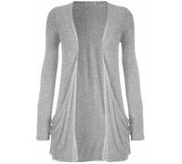 SXME MIGHT SAY Women's Casual Pocket Cardigan, Long Sleeve, Open Front, Waterfall Mid-Length, UK Plus Size (UK, Numeric, 8, 26, Regular, Regular, XL (16-18), Silver)