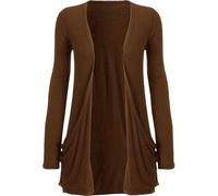 SXME MIGHT SAY Women's Casual Pocket Cardigan, Long Sleeve, Open Front, Waterfall Mid-Length, UK Plus Size (UK, Numeric, 8, 26, Regular, Regular, M/L (12-14), Mocha)