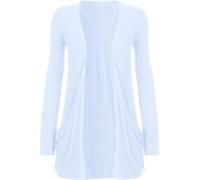 SXME MIGHT SAY Women's Casual Pocket Cardigan, Long Sleeve, Open Front, Waterfall Mid-Length, UK Plus Size (UK, Numeric, 8, 26, Regular, Regular, S/M (8-10), White)