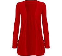 SXME MIGHT SAY Women's Casual Pocket Cardigan, Long Sleeve, Open Front, Waterfall Mid-Length, UK Plus Size (UK, Numeric, 8, 26, Regular, Regular, XXXL (24-26), Red)
