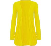 SXME MIGHT SAY Women's Casual Pocket Cardigan, Long Sleeve, Open Front, Waterfall Mid-Length, UK Plus Size (UK, Numeric, 8, 26, Regular, Regular, XL (16-18), Yellow)