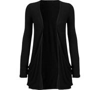 SXME MIGHT SAY Women's Casual Pocket Cardigan, Long Sleeve, Open Front, Waterfall Mid-Length, UK Plus Size (UK, Numeric, 8, 26, Regular, Regular, M/L (12-14), Black)