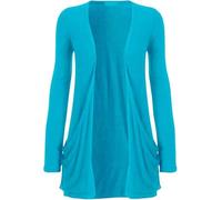 SXME MIGHT SAY Women's Casual Pocket Cardigan, Long Sleeve, Open Front, Waterfall Mid-Length, UK Plus Size (UK, Numeric, 8, 26, Regular, Regular, XXL (20-22), Turquoise)
