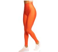 SXME MIGHT SAY Women's High-Waisted Shiny Glossy Disco Leggings - Multicolor Fluorescent Wet Look Elastic Pants (UK, Alpha, S, XXL, Regular, Regular, M/L (12-14), Flo Orange)