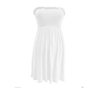 SXME MIGHT SAY Women's Off-Shoulder Sheering Top, Elasticated, Plain/Printed, Strapless Bandeau Boobtube Dress, Plus Size (UK, Numeric, 8, 26, Regular, Regular, M/L (12-14), White)