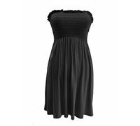 SXME MIGHT SAY Women's Off-Shoulder Sheering Top, Elasticated, Plain/Printed, Strapless Bandeau Boobtube Dress, Plus Size (UK, Numeric, 8, 26, Regular, Regular, S/M (8-10), Black)