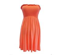 SXME MIGHT SAY Women's Off-Shoulder Sheering Top, Elasticated, Plain/Printed, Strapless Bandeau Boobtube Dress, Plus Size (UK, Numeric, 8, 26, Regular, Regular, M/L (12-14), Coral)