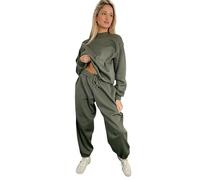 SXME MIGHT SAY Women's Oversized Fleece 2-Piece Loungewear Tracksuit Set - Baggy Long Sleeve Top & Joggers (UK, Alpha, One Size, Regular, Regular, Standard Size (S,M,L), Khaki)