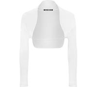 SXME MIGHT SAY Women's Plain Long Sleeve Shrug New Ladies Open Front Bolero Cardigan Top (White, S/M (8-10))