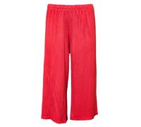 SXME MIGHT SAY Womens Plain Wide Leg Flared Fit 3/4 Palazzo Trousers Culottes New Ladies Pants (XL (16-18), Red)