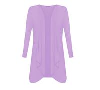 SXME MIGHT SAY Women's Plus Size Waterfall Cardigan, Long Sleeve Open Front, Jersey Top, Hanky Hem, Ladies Long Sleeve Boyfriend Cardigan (Lilac, 24-26)