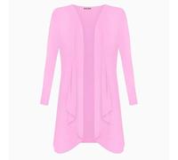 SXME MIGHT SAY Women's Plus Size Waterfall Cardigan, Long Sleeve Open Front, Jersey Top, Hanky Hem, Ladies Long Sleeve Boyfriend Cardigan (Baby Pink, 24-26)
