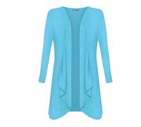 SXME MIGHT SAY Women's Plus Size Waterfall Cardigan, Long Sleeve Open Front, Jersey Top, Hanky Hem, Ladies Long Sleeve Boyfriend Cardigan (Turquoise, 20-22)