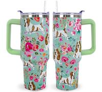 sxmluedn Basset Hound Gifts for Women Cute Dog Tumbler Coffee Cup for Women Basset Hound Travel Mug 40 Oz Stainless Steel Insulated Water Bottle With Lid and Straw