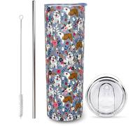 sxmluedn Bulldog Gifts for Women Cute Dog Tumbler Coffee Cup for Women Bulldog Travel Mug 20 Oz Stainless Steel Insulated Water Bottle With Lid and Straw