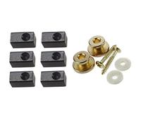 Sxmrmnx 2Pcs Golden Strap Button with Mounting Screw & 6 Pieces Guitar Tremolo Bridge Saddle Clamp Pressure Lock String