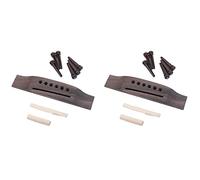 Sxmrmnx 2X Acoustic Guitar Replacement Set Ebony Bridge End Pins Bone Saddle & Nut and Wood Bridge Parts