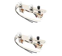 Sxmrmnx 2X Chrome 3 Way Wired Loaded Prewired Control Plate Harness Switch Knobs for Tele Guitar Parts
