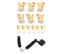 Sxmrmnx 3 in 1 Multifunction Guitar Peg String Winder + String Pin Puller + String Cutter & 6 Guitar Tuning Pegs Verrouillage Tuner Touches Guitar Strings Button 3L + Gold