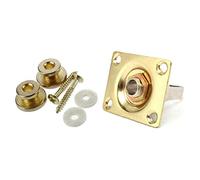 Sxmrmnx 3Pcs Accessories: 1 Pcs Square Style Jack Plate Guitar Bass Jack 1/4 Output Input Jack Socket & 2 Pcs Strap Button with Mounting Screw for Guitar Mandolin