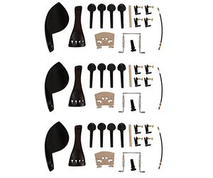 Sxmrmnx 3X 4/4 Ebony Violin Parts Tailpiece Pegs Chinrest Maple Bridge Set