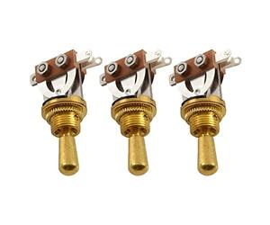 Sxmrmnx 3X Gold Electric Guitar 3 Way Toggle Switch Pickup Selector Switch with Brass Tip Knob