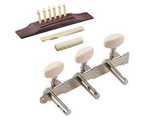 Sxmrmnx 6Pcs Bridge Pins/Saddle/Nut Abalone Dots with 2Pcs Acoustic Classic Guitar Set Tuning Pegs Keys Machine Heads Tuners