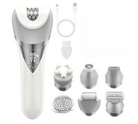 Sxmrmnx Electric Trimmer for Women 6 in 1 Painless Wet & Dry Women Shaver for Arm, Underarm, Bikini, Legs, Replaceable Heads