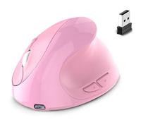 Sxmrmnx Rechargeable Dual Mode USB 2.4G Wireless + Bluetooth Mouse Vertical Ergonomic Optical Mice for Computer Notebook Pink