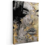 SXNFSX © Canvas Wall Art 24"x35" / 60x90 cm Decor Hanging Pictures for Living Room Canvus Artwork Deco Walls Woman - Gold Black