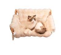 Sxnmmweu Large Wooden Cat Bed, 71 x 47 cm, Cat Sofa, Fluffy Cat Bed, with Removable and Washable Cat Blanket, Maximum Load 18 kg, Suitable for Adults Cats and Kittens