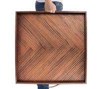 SXNOWS Wooden Serving Tray with Leather Handles, 24x24 in