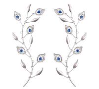 sxnzequnze 2 Sets Leaf Wall Art for Home Metal Bling Rhinestones Ready to Hang Tree Branch Leaves Olive Vine Wrought Iron Hanging Sculpture Pieces Wall Decor Pcs - 16.5in