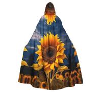 SXOOGE Beautiful sunflower 2 Unisex Cosplay Costume Halloween Hooded Cape Cloak for Party Dress Up Full-Length Uniform Robe