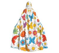 SXOOGE Butterfly Daisy Unisex Cosplay Costume Halloween Hooded Cape Cloak for Party Dress Up Full-Length Uniform Robe