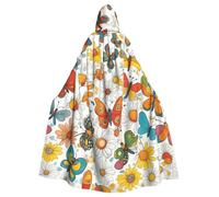 SXOOGE Butterfly Daisy Unisex Cosplay Costume Halloween Hooded Cape Cloak for Party Dress Up Full-Length Uniform Robe