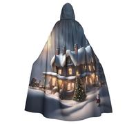 SXOOGE Christmas Village House 2 Halloween Cloak Unisex Robe Hooded Cape Cosplay Costume Cape for Halloween Hooded Uniform