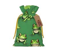 SXOOGE Funny Green Frogs Gift Bag with Handles and tag, Perfect for Christmas, Holiday, Birthday, Wedding or Daily Gift
