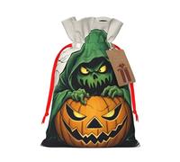SXOOGE Green Ghost Horror Halloween Pumpkin 1 Gift Bag with Handles and tag, Perfect for Christmas, Holiday, Birthday, Wedding or Daily Gift