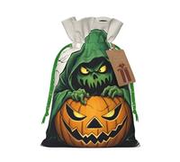SXOOGE Green Ghost Horror Halloween Pumpkin 1 Gift Bag with Handles and tag, Perfect for Christmas, Holiday, Birthday, Wedding or Daily Gift