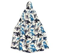 SXOOGE Killer Whale Unisex Cosplay Costume Halloween Hooded Cape Cloak for Party Dress Up Full-Length Uniform Robe