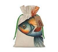 SXOOGE Safflower Flying Fish Gift Bag with Handles and tag, Perfect for Christmas, Holiday, Birthday, Wedding or Daily Gift