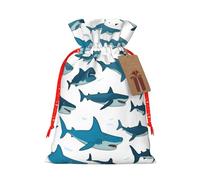 SXOOGE Shark Pattern with Various Gestures Gift Bag with Handles and tag, Perfect for Christmas, Holiday, Birthday, Wedding or Daily Gift