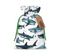 SXOOGE Shark Pattern with Various Gestures Gift Bag with Handles and tag, Perfect for Christmas, Holiday, Birthday, Wedding or Daily Gift